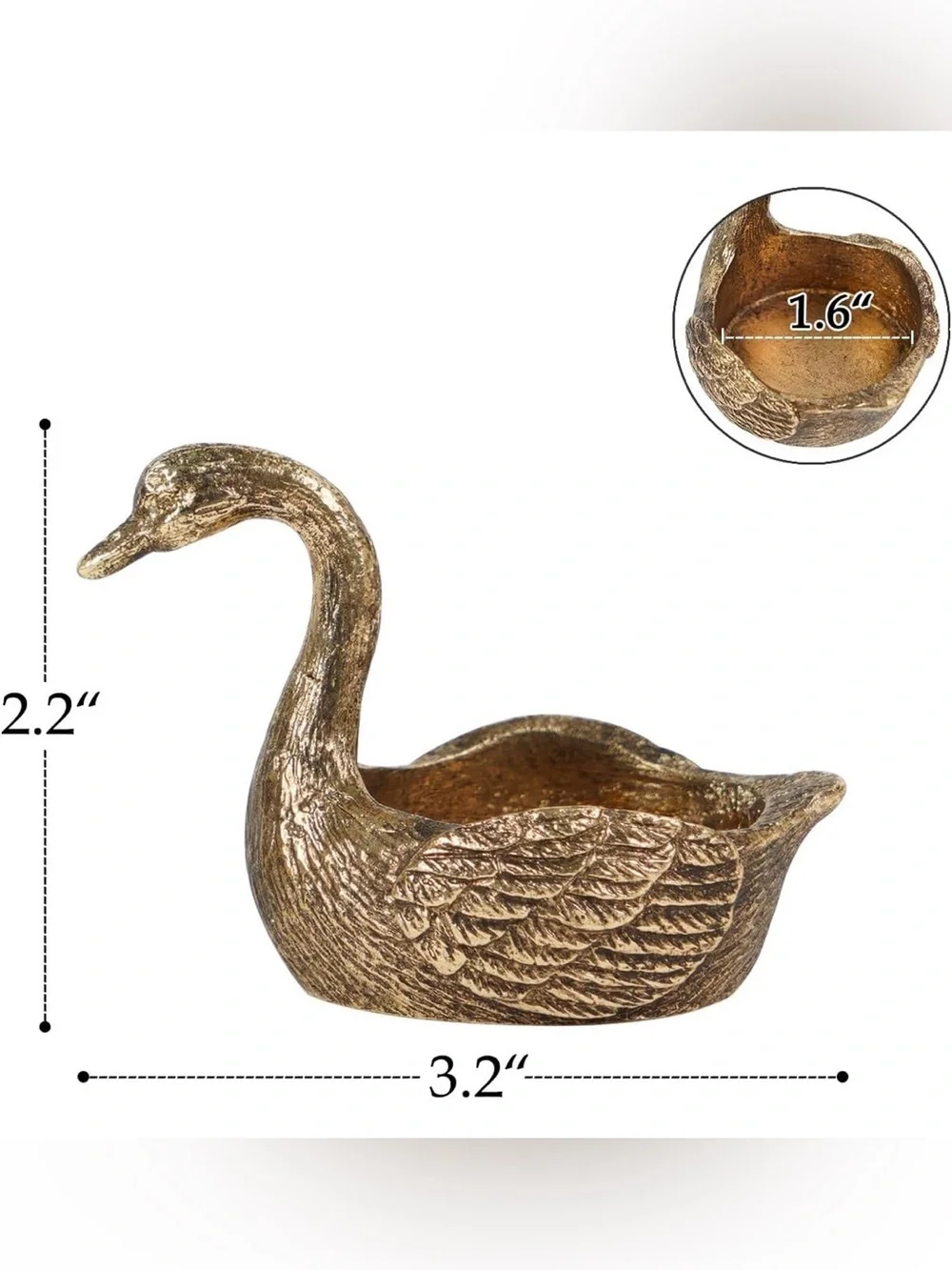 Gold Swan Decorative Votive Candle Holder Set - Elegant Table Accent